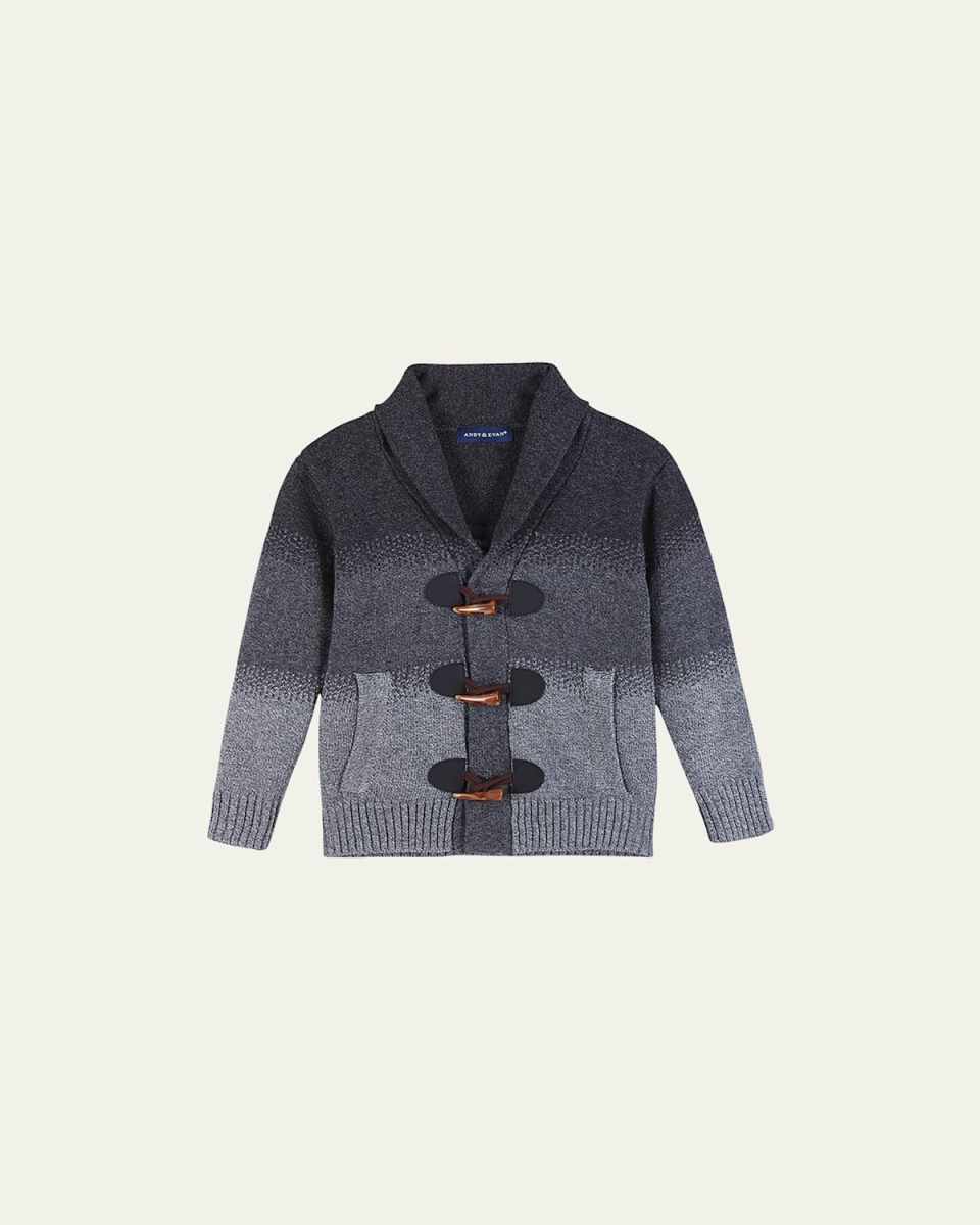 Boy's Color Block Toggle Button Down Cardigan, Size 2-7